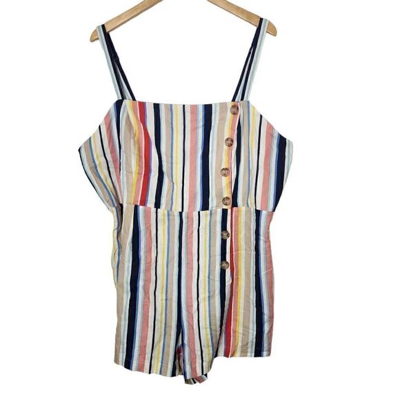 Forever 21+ Beloved Heart multi colored striped short romper size 3x - Picture 2 of 7
